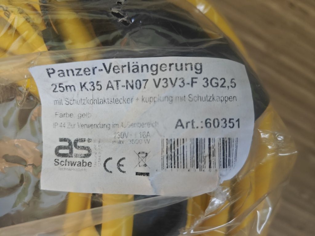 Kabel przedłużacz budowlany IP44 25M 3x2.5