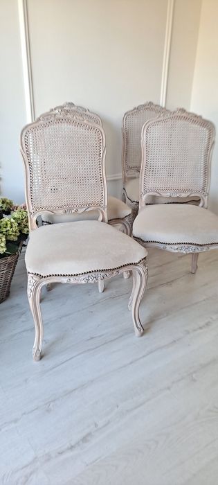 Stylowe krzesła rafia Shabby Chic Ludwikowskie Ludwik Prowansja  boho