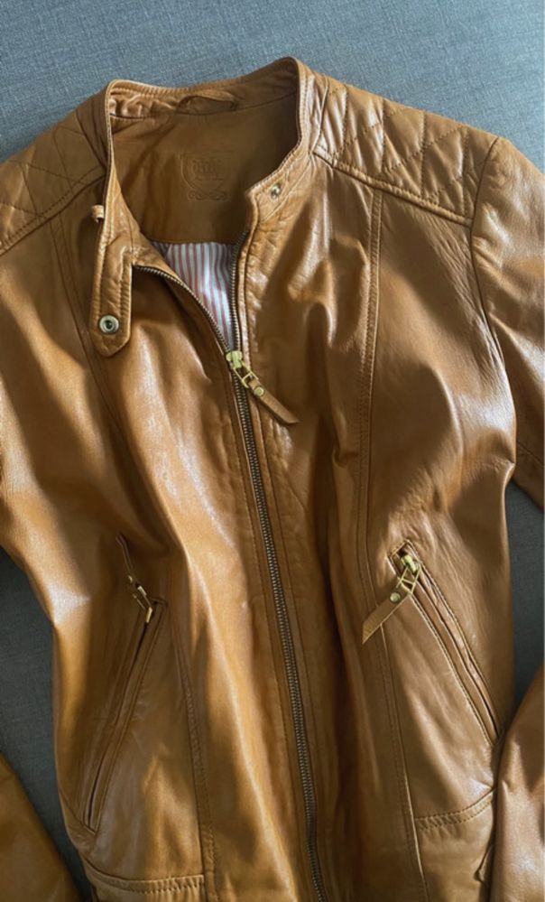Massimo Dutti kurtka miękka skóra r M ruda bdb