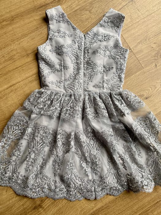 Piękna szara sukienka koronka 40 wesele sylwester