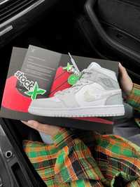 Кроссовки Nike Air Jordan 1 mid grey camo / Аир джордан серые 37 38 39