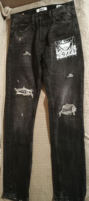 Długie spodnie jeansy FSBN 28/30 czarne stan bdb