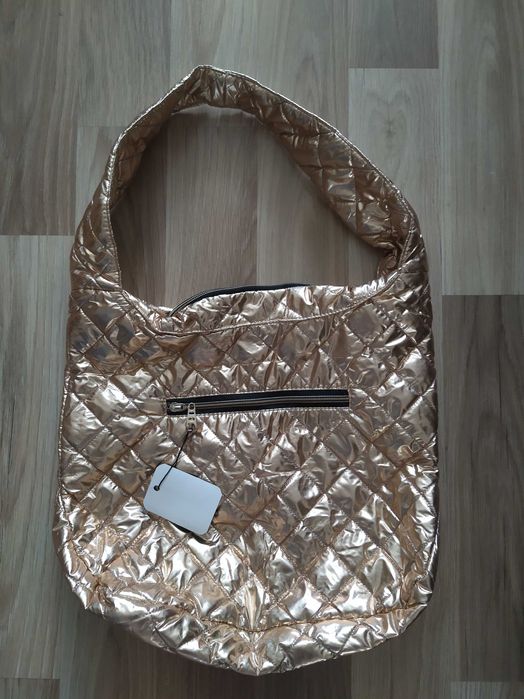 Сумка жіноча балонова бронзова стьобана дута