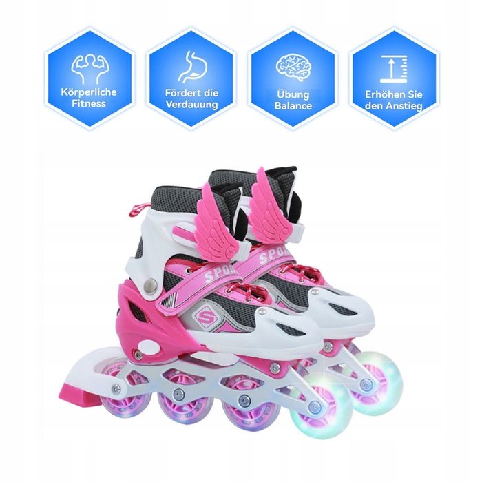 Łyżworolki Rolki  Z Regulacją różowy rozm. 35/38