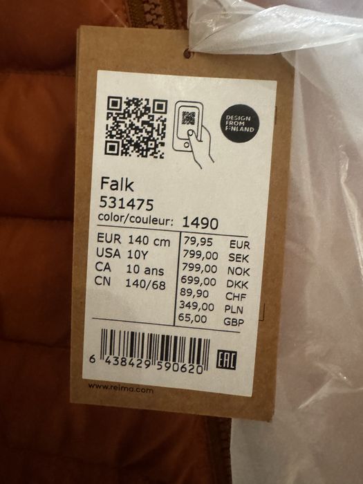 Reima Falk przejsciowa kurtka puchowa dziecieca r 140 nowa