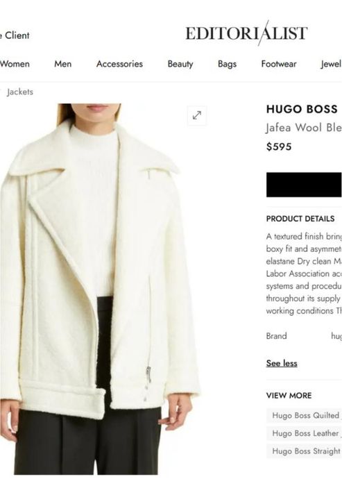Молочне пальто jafea wool blend jacket від hugo boss L