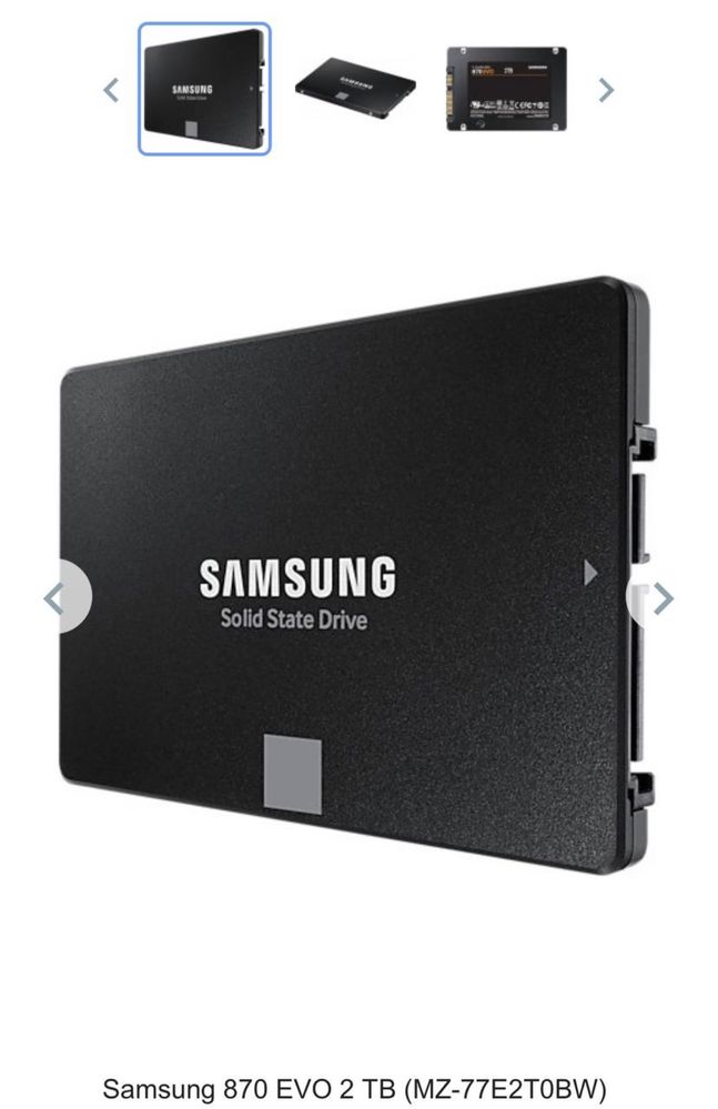 Накопичувач SSD Samsung 870 EVO 2 TB (MZ-77E2T0BW)