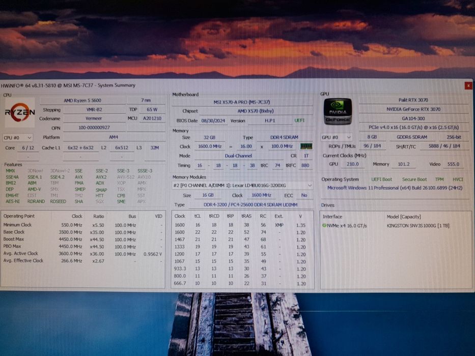 NVIDIA RTX 3070 AMD Ryzen 5 32Gb RAM 1Tb SSD Komputer PC Gamingowy
