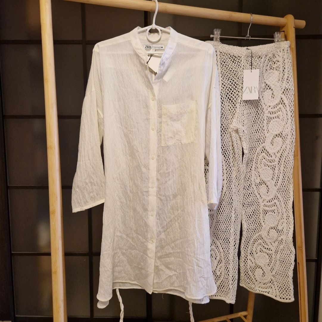 Удлиненная рубашка туника zara вискоза XS-S, M-L