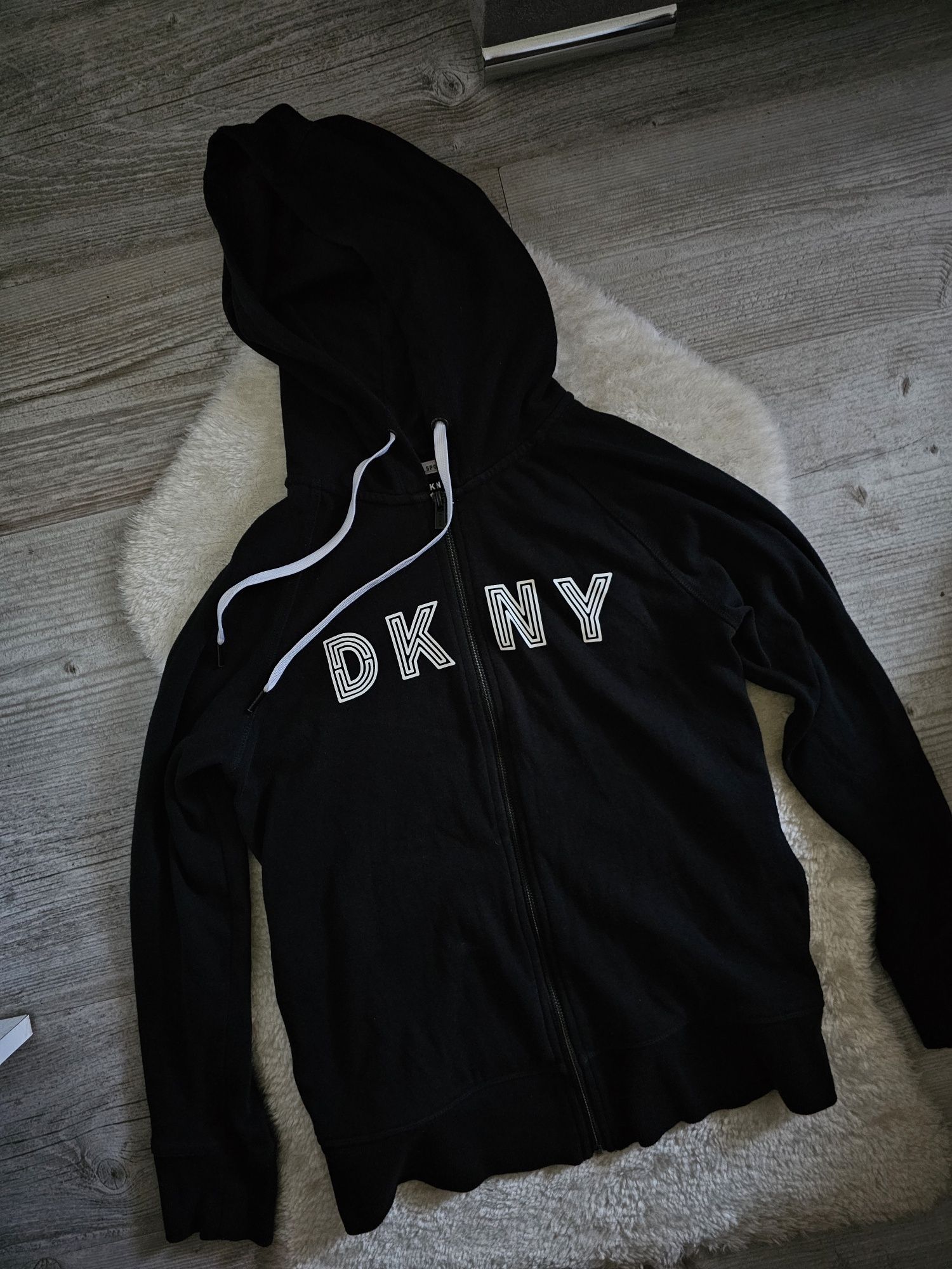 Bluza DKNY Sport Rozmiar S Czarna Logo Z kapturem Zip XS