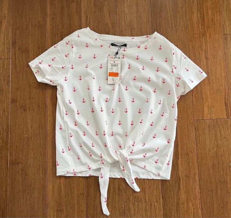 Crop top r. S house nowy bialy tshirt w kotwice