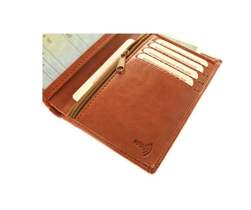 Skórzane etui okładka na dowód rejestracyjny osobisty karty zielona