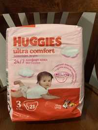 Памперсы Huggies 3 ultra comfort, 21 шт, for girls, дівчаткам.