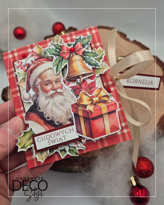 Etui/koperta na kartę podarunkową/pieniądze Boże Narodz. prezent czerw