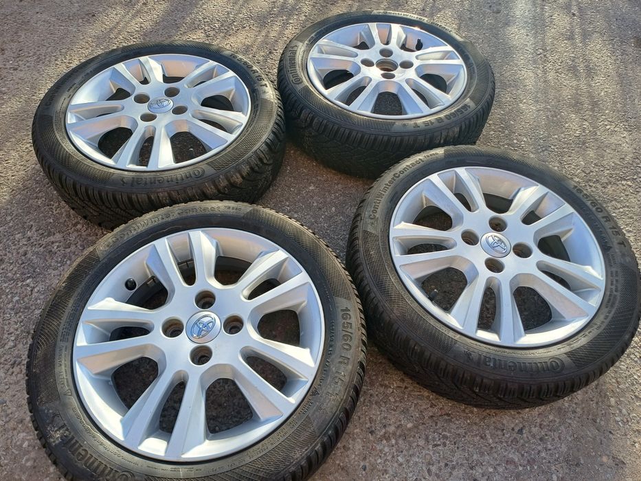 Koła zima 15" 4x100 Toyota Aygo Yaris et35 4,5J Continental 165 60 R15
