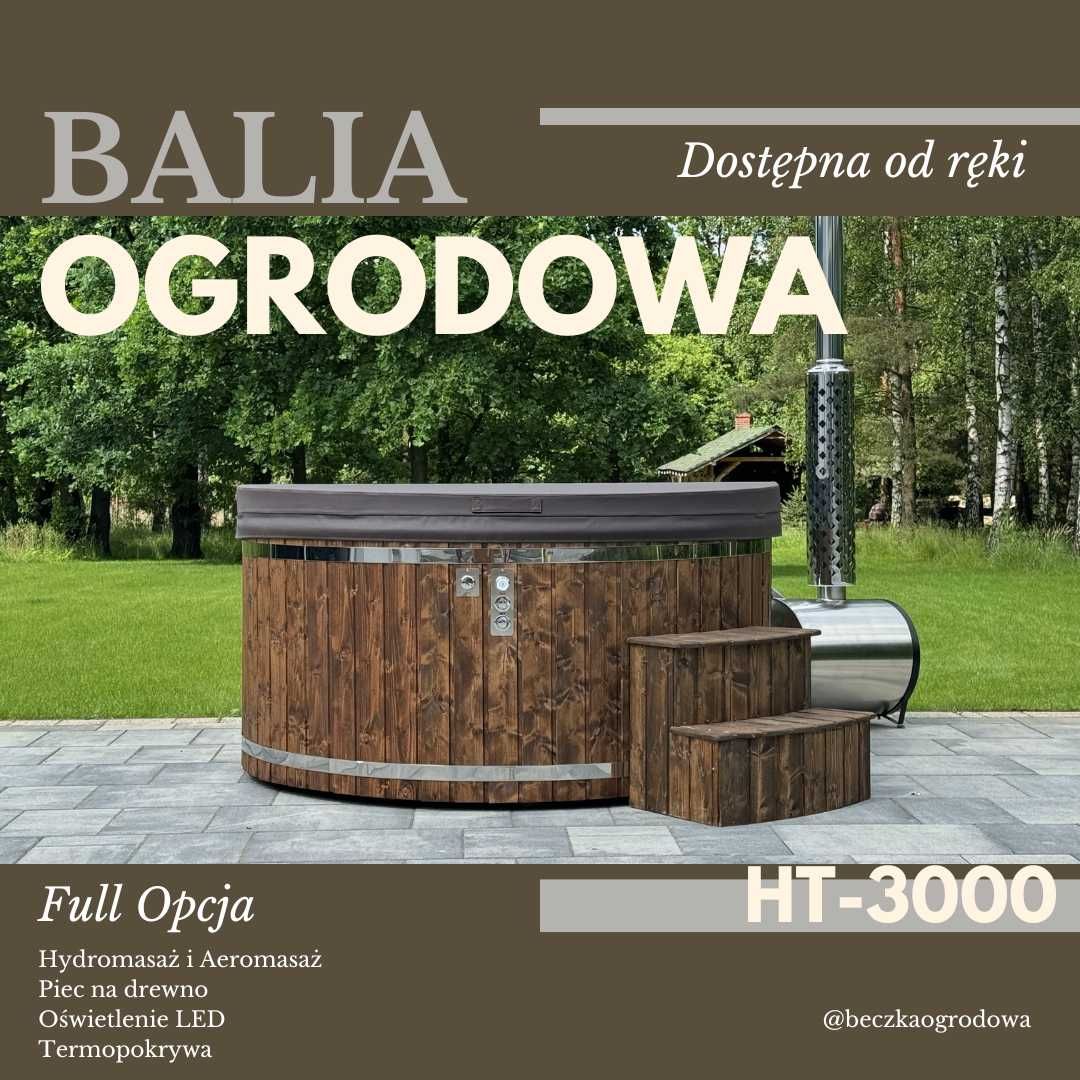 Jacuzzi ogrodowe z piecem Balia Wanna z hydromasażem  hot tub piec LED