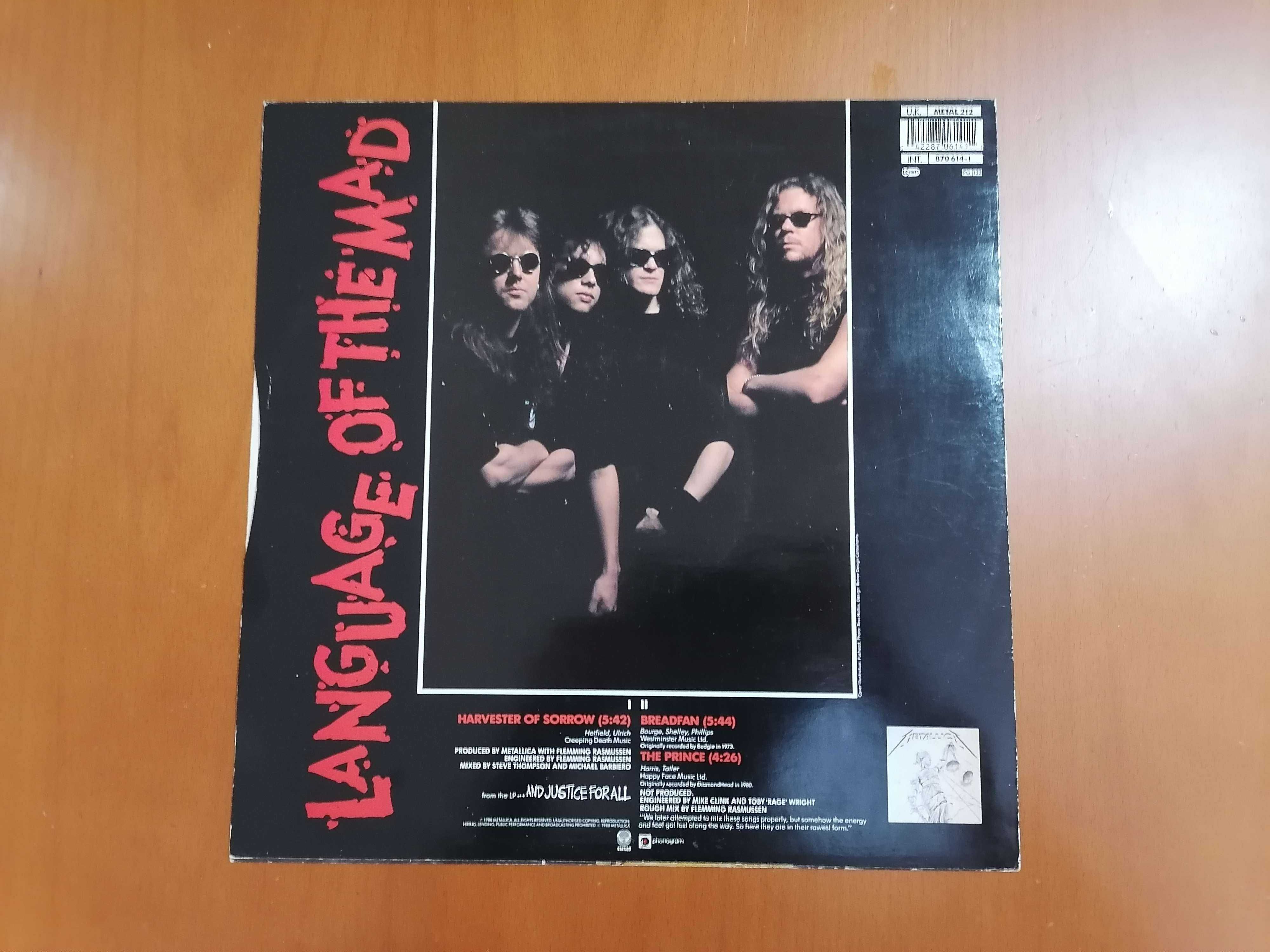Metallica Harvester of Sorrow Vinil 12" Maxi single EP 1988 Vertigo UK