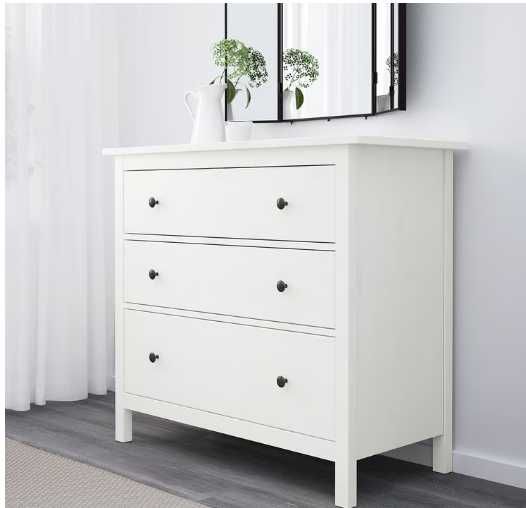 Cómoda branca de 3 gavetões, Hemnes, Ikea, como nova