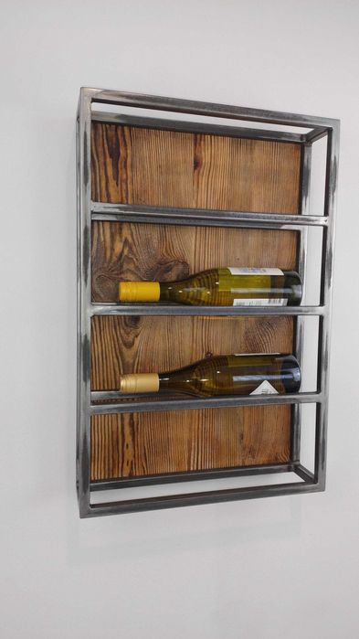 Stojak na wino ze starego drewna i stali –darmowa dostawa