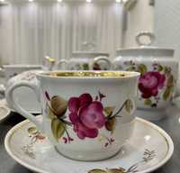 Serwis do herbaty RÓŻA RĘCZNIE MALOWANY złocenia Porcelana ZSRR CCCP