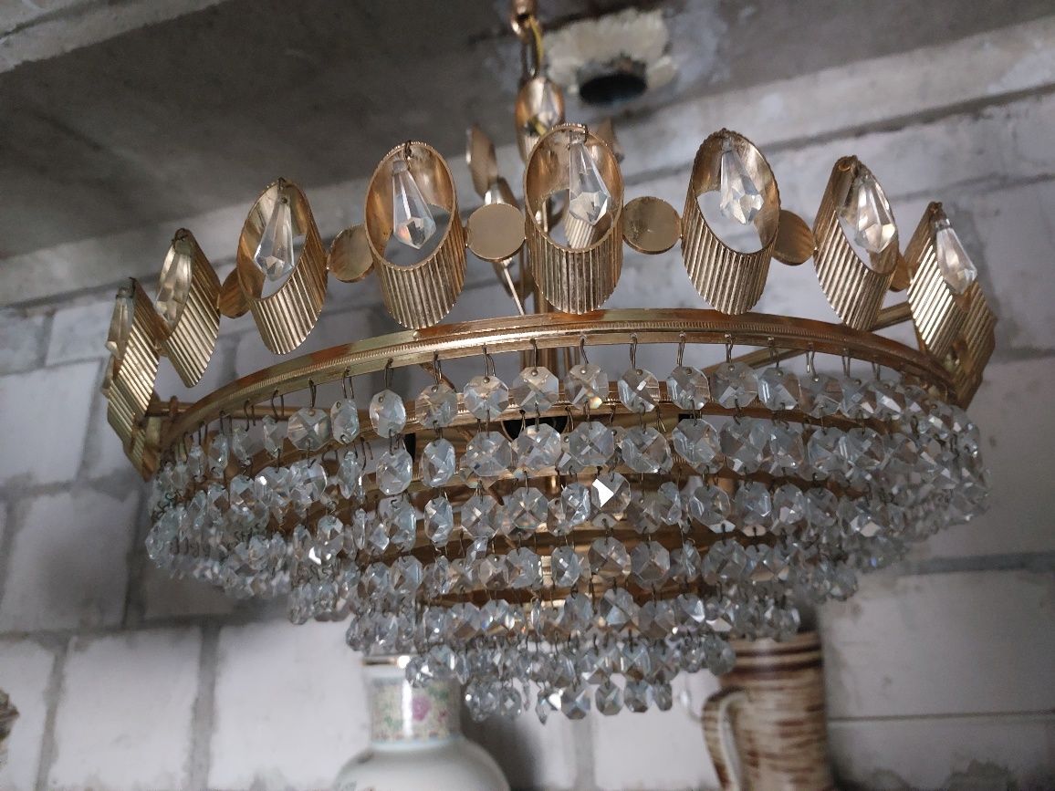 Vintage żyrandol kryształowy