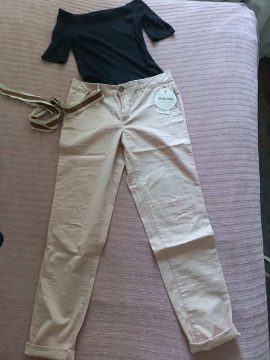 Spodnie chino pudrowy róż orsay  xs chinosy