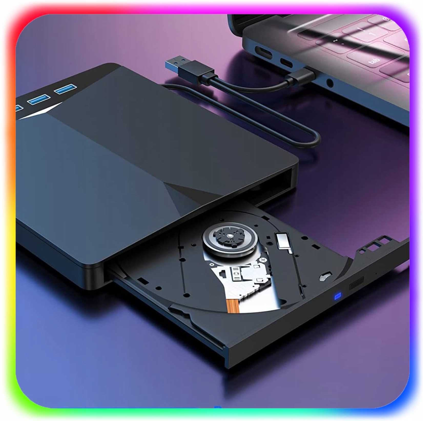 Nagrywarka Zewnętrzna DVD USB-C HUB USB 3.2 Czytnik Kart RGB NOWA