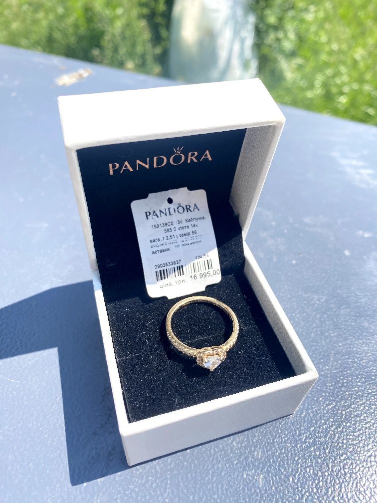 Золота каблучка Pandora стан 10/10, розмір 17.5