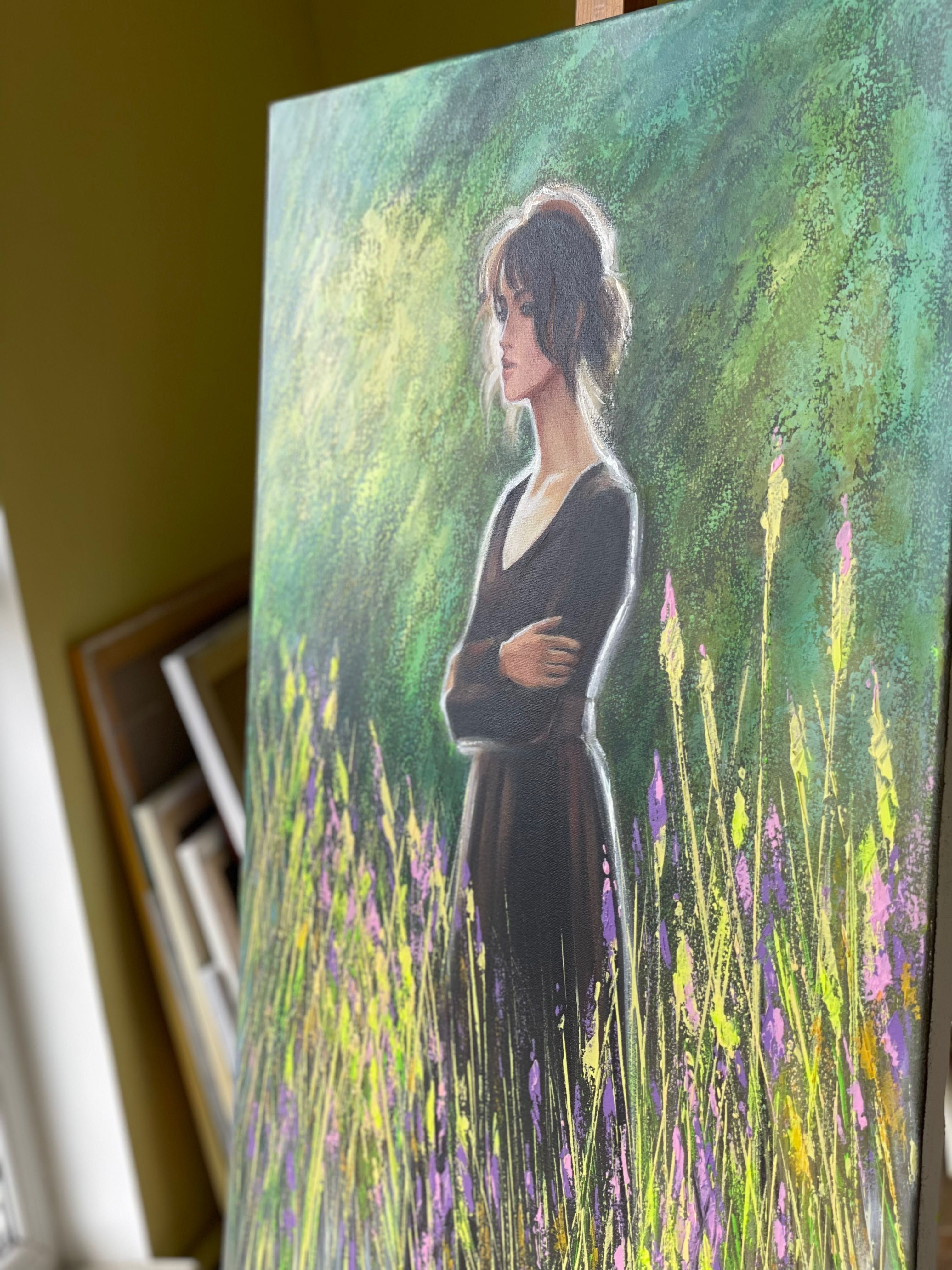 Картина пейзаж жінка «Погляд» 80х60 портрет живопис (декор в інтер’єр)