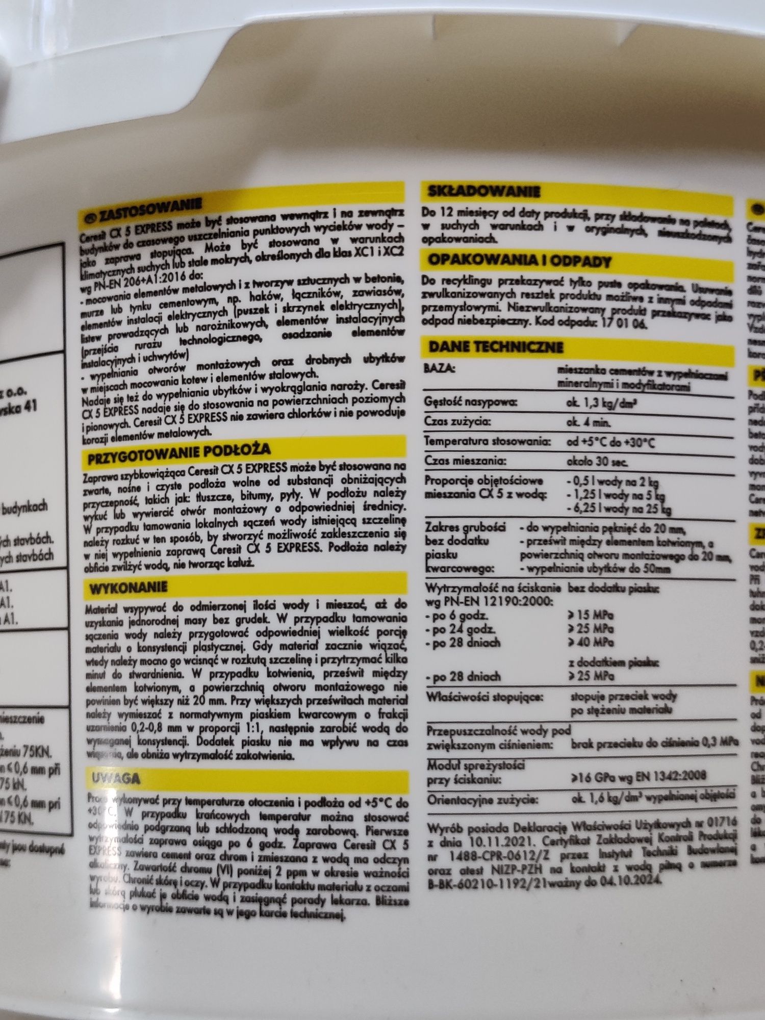 CX 5 express 5 minut Ceresit do montażu plastikowych i metalowych elem