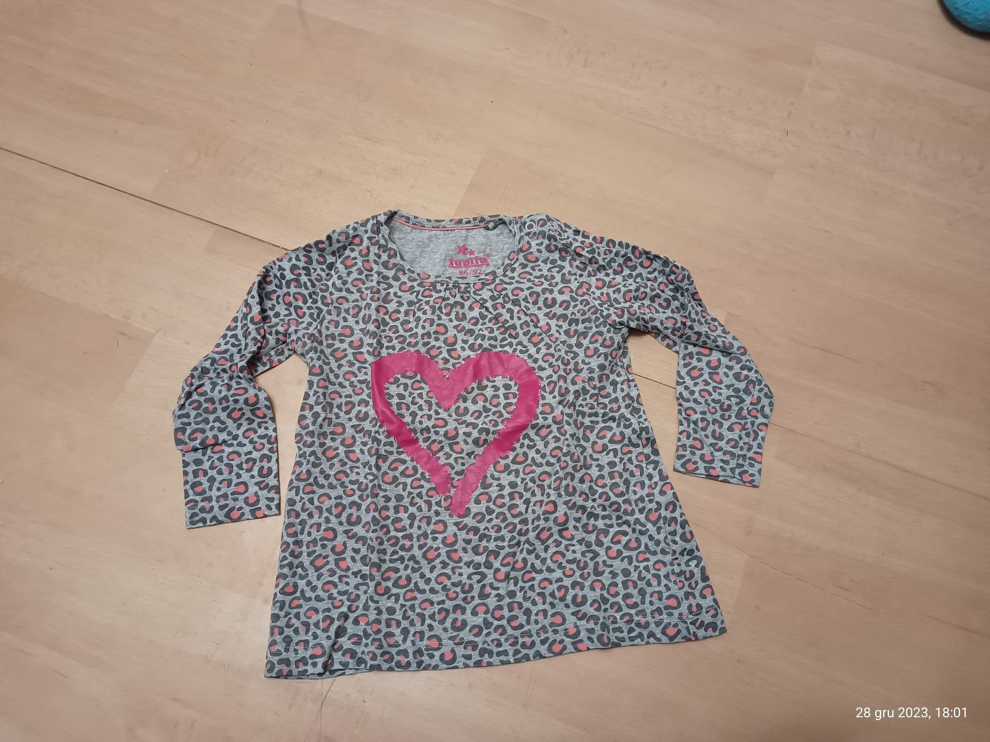 Bluzka bluzeczka T-shirt koszulka długi rękaw Lupilu - panterka serce