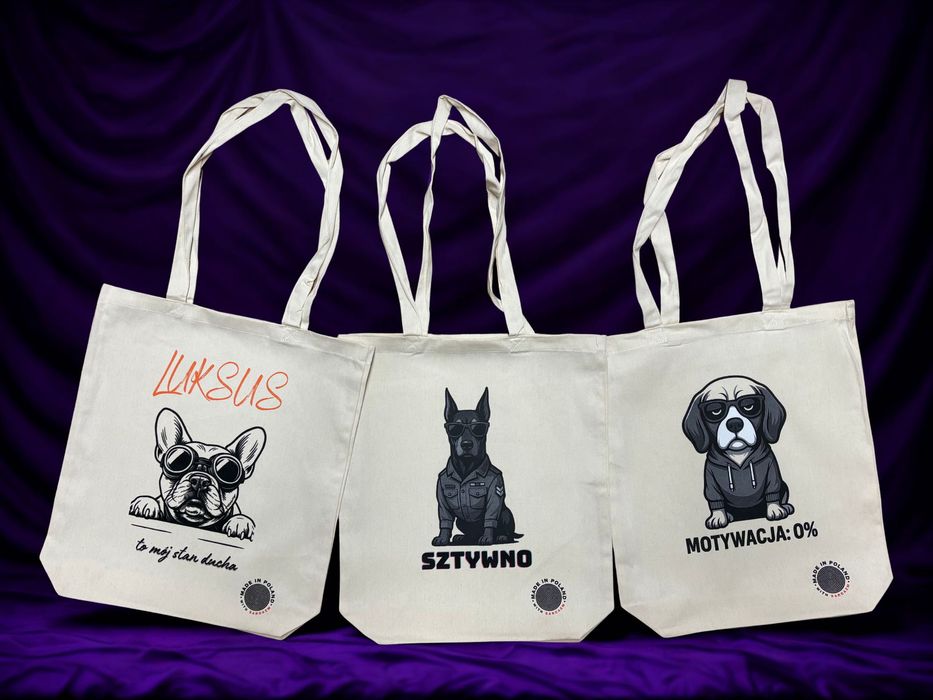 Torba tote, Torba bawełniana , torba na całe życie, mocna torba , pies