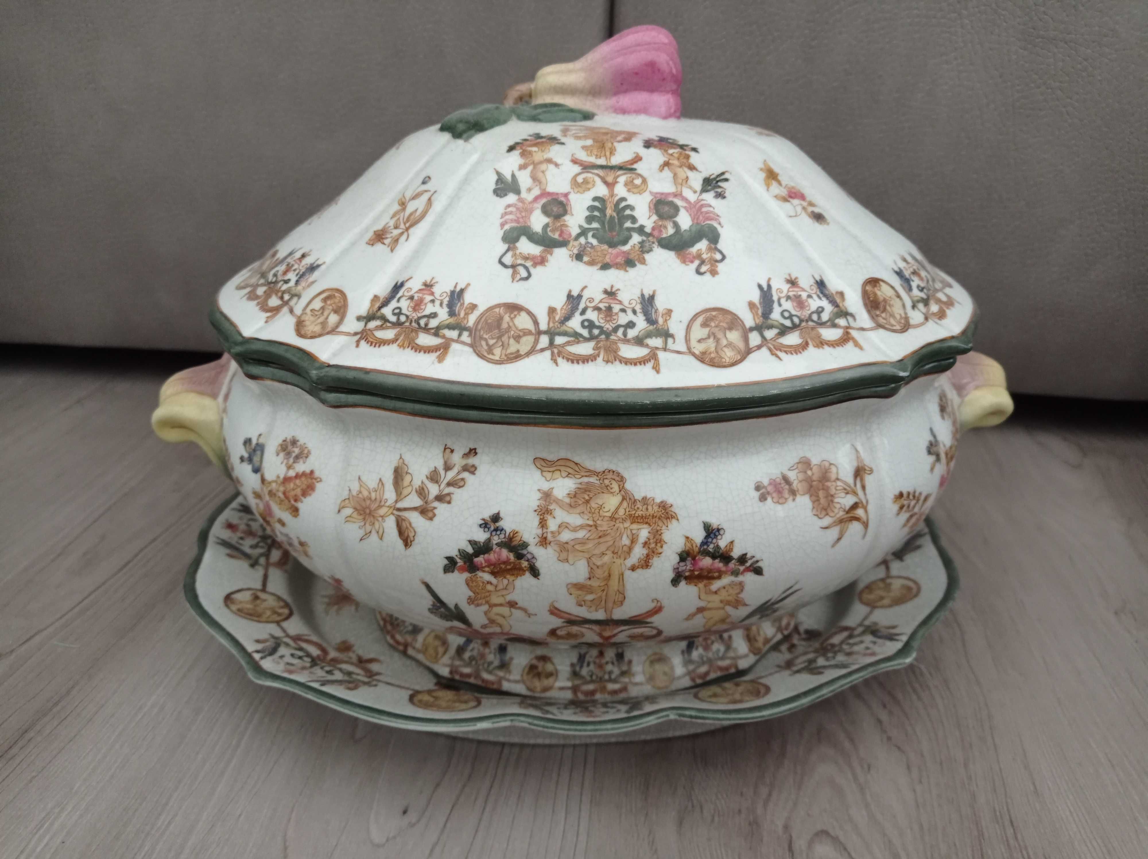 Terrina decorativa cerâmica estilo clássico