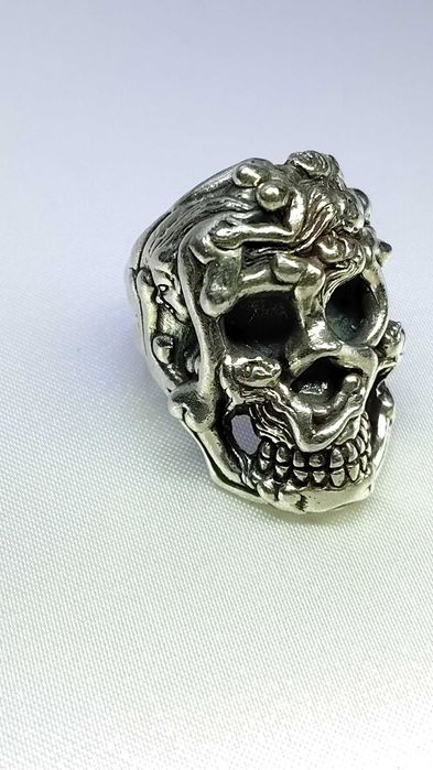 Srebrny sygnet - 925 - czaszka - nr 031