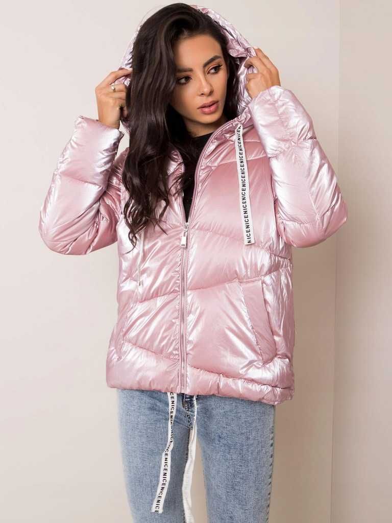 Euro Fashion rozm. M śliczna różowa nabłyszczana kurtka