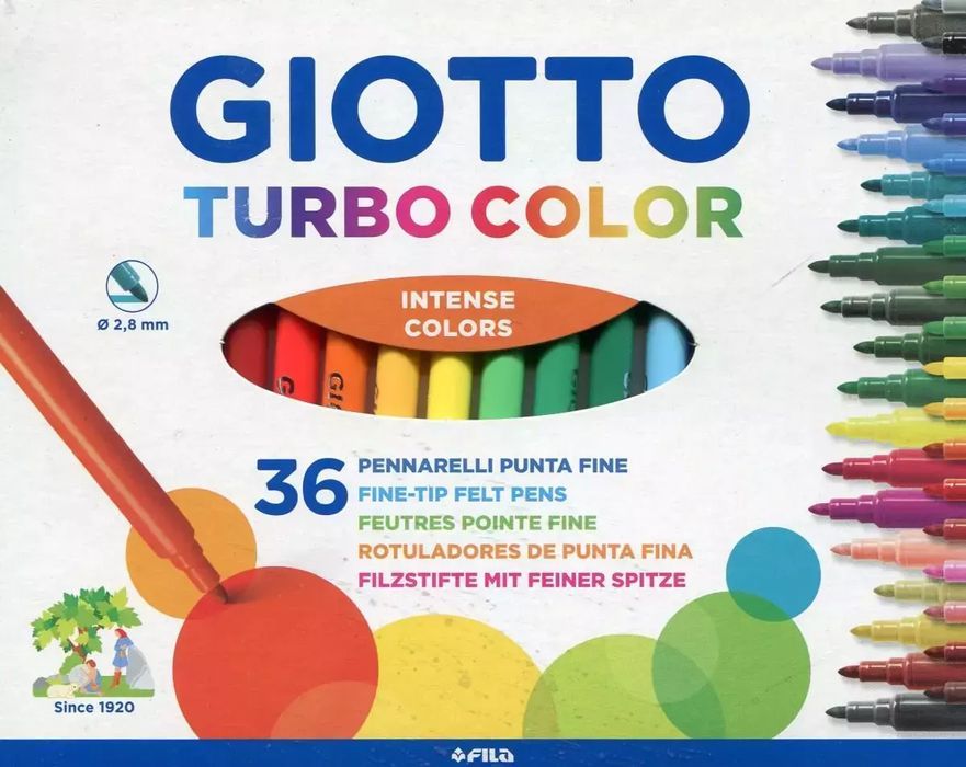 Fila, Giotto, flamastry Turbo Color, 36 kolorów. Fila. Nowy Produkt