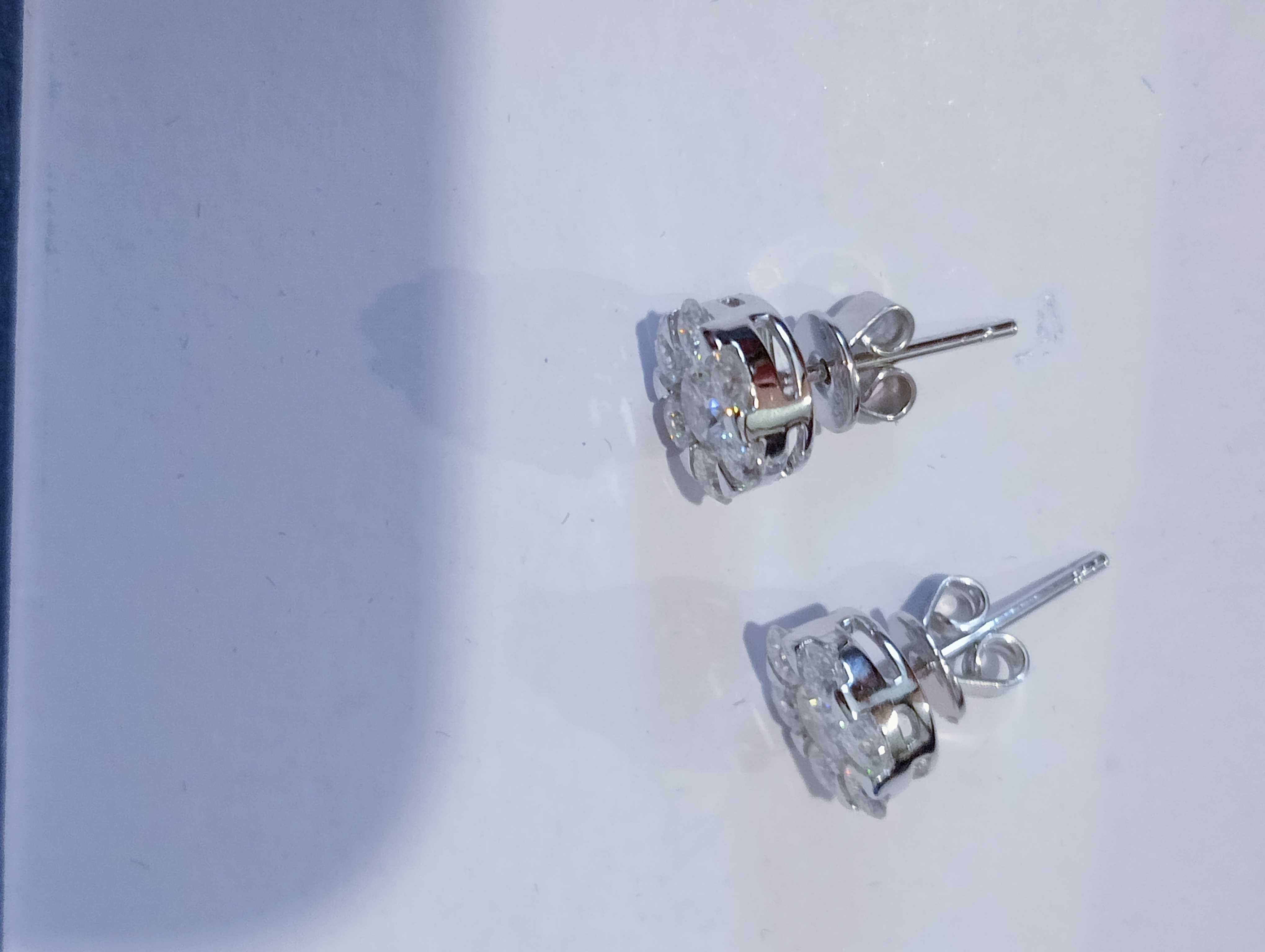 серьги пусеты бриллиантами муассанитами сербро 925gold Plated