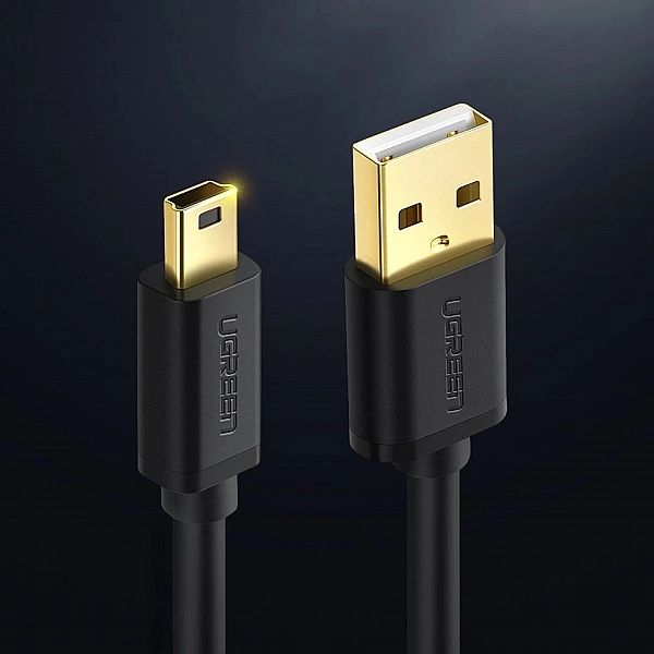 Ugreen kabel przewód USB - mini USB 480 Mbps 1 m czarny (US132, 10355)