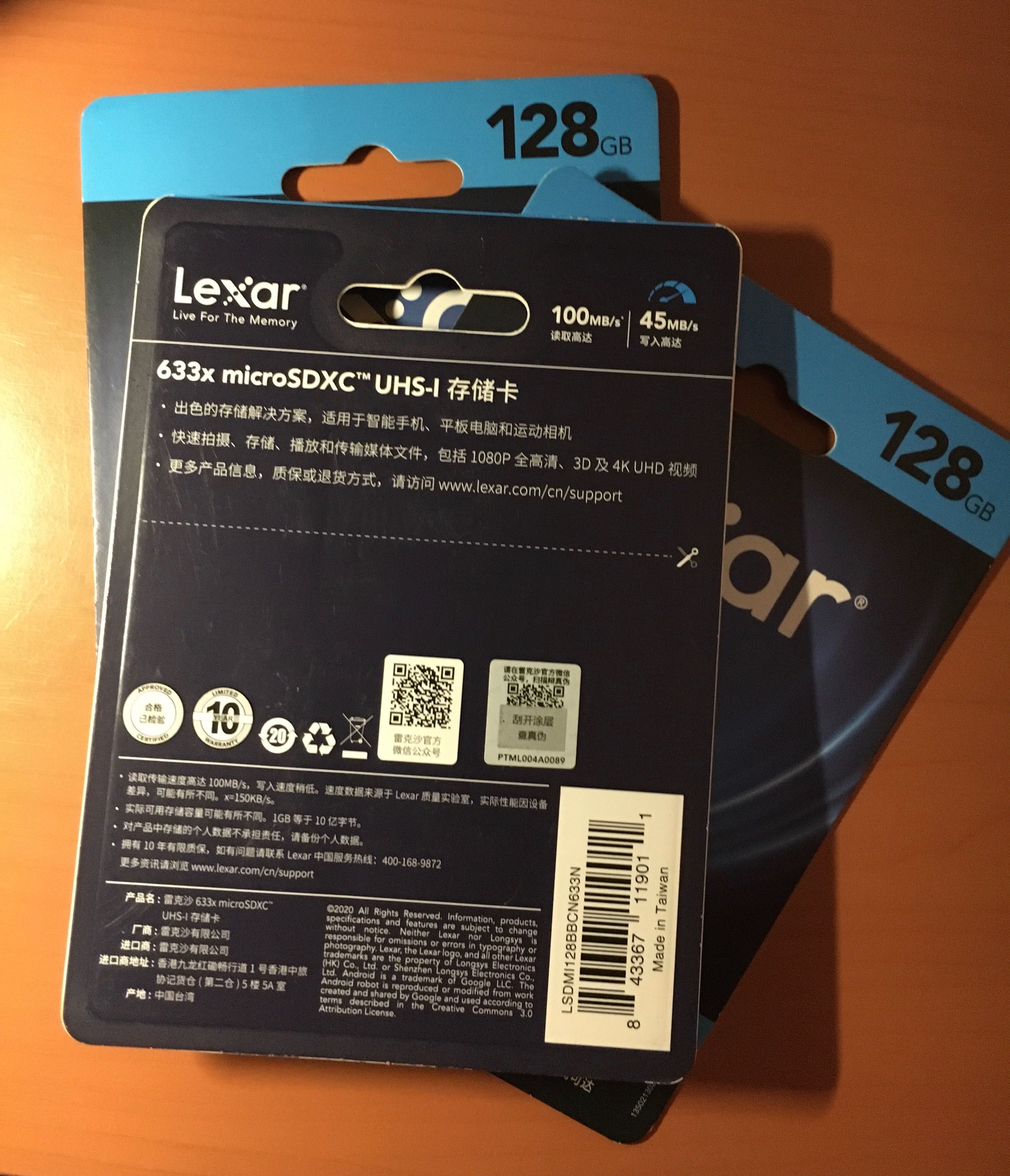 Lexar 128 MicroSDXC Американская карта памяти 633X V30 100MB/s U3 A1