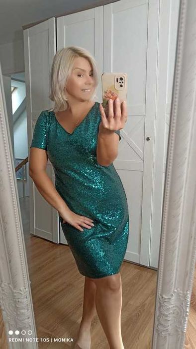 Zielona cekinowa sukienka Salko imprezy