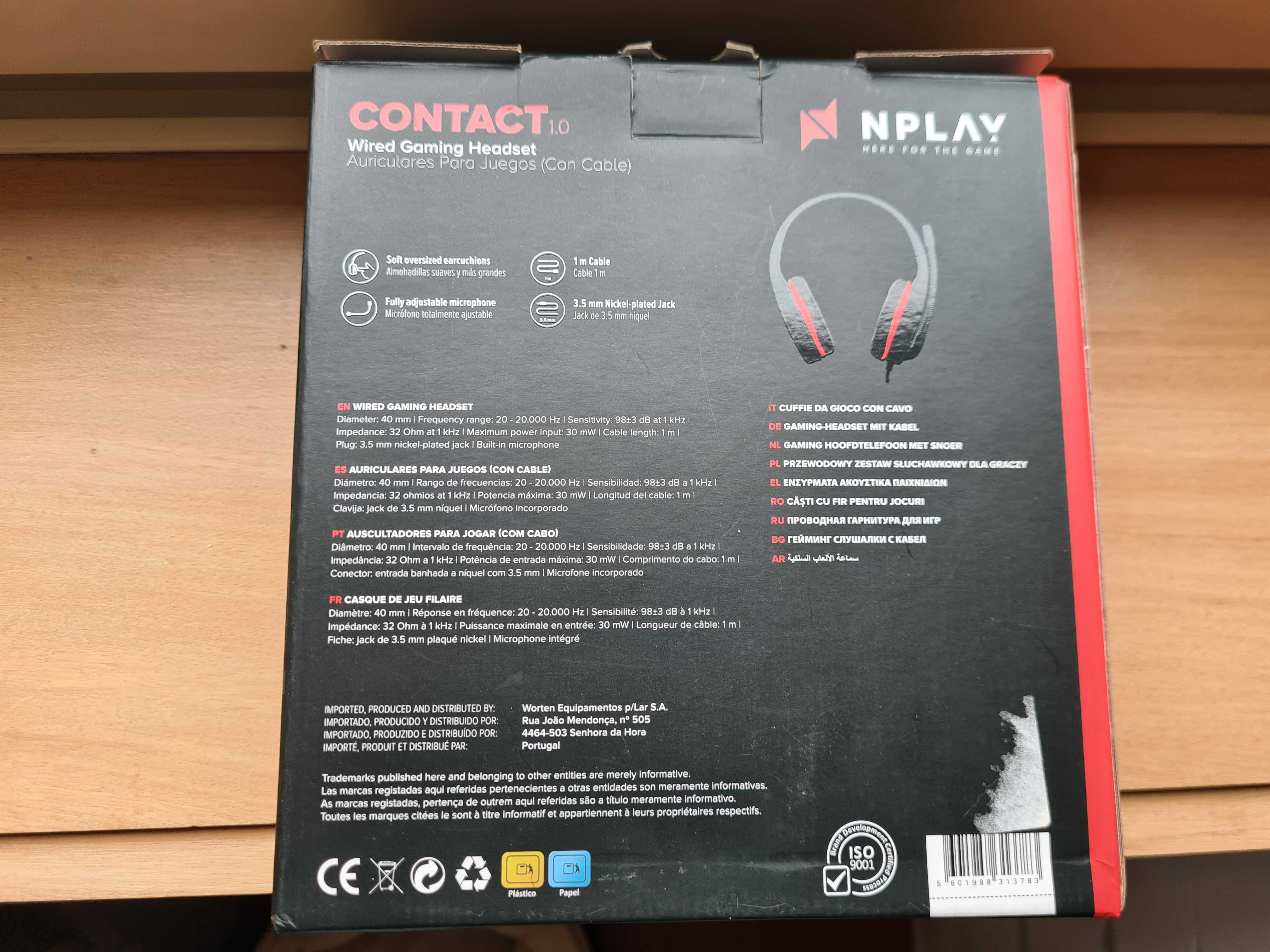 Auscultadores Gaming N'PLAY Contact 1.0