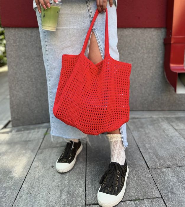 Шопер сумка сітка ручної роботи в‘язана авоська