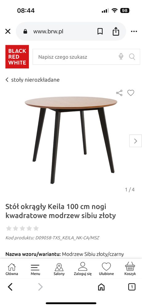 Stół okrągly 100 cm z krzeslami