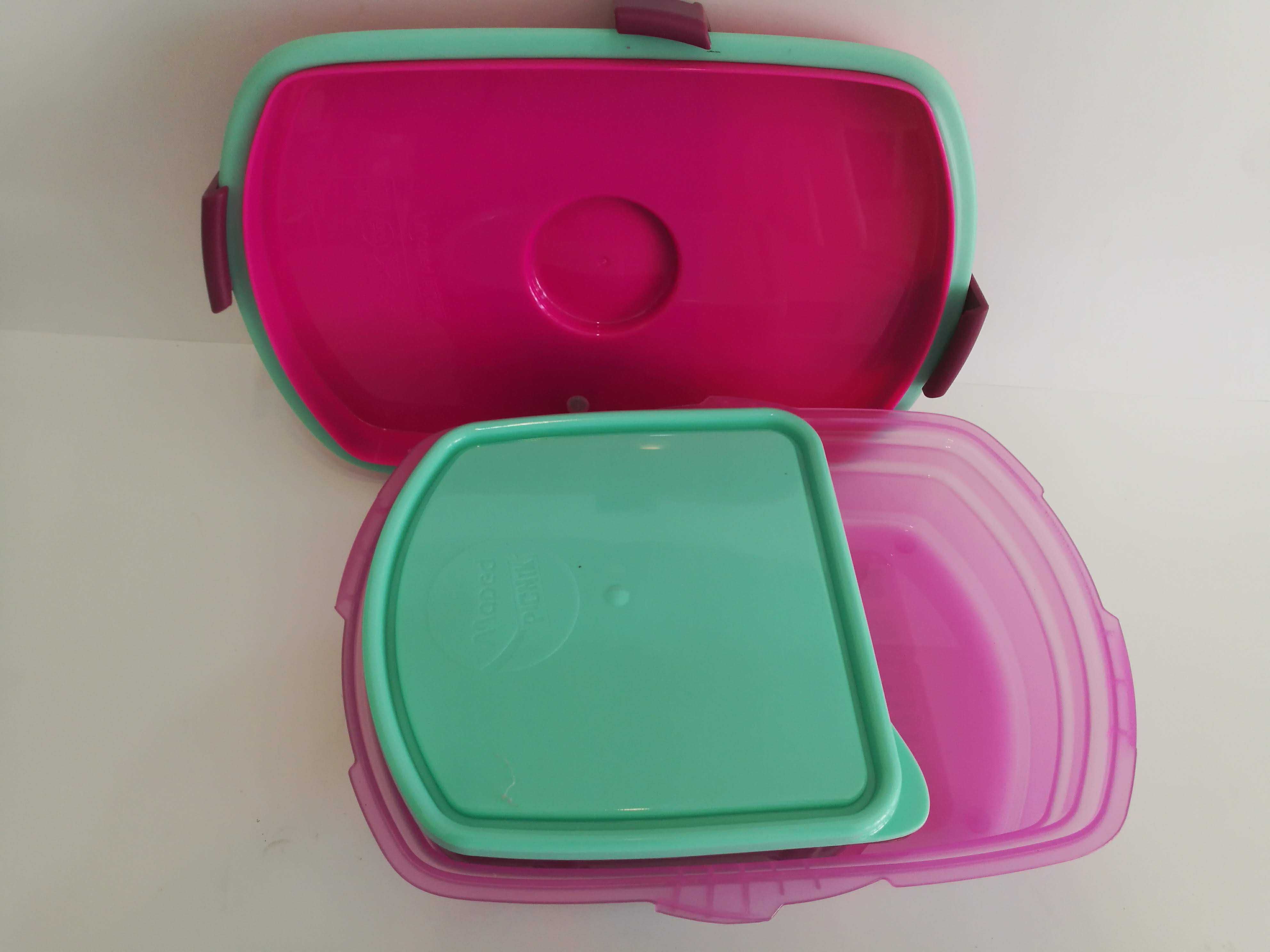 Garrafa e lancheira marmita maped picnik rosa plastico sem BPA
