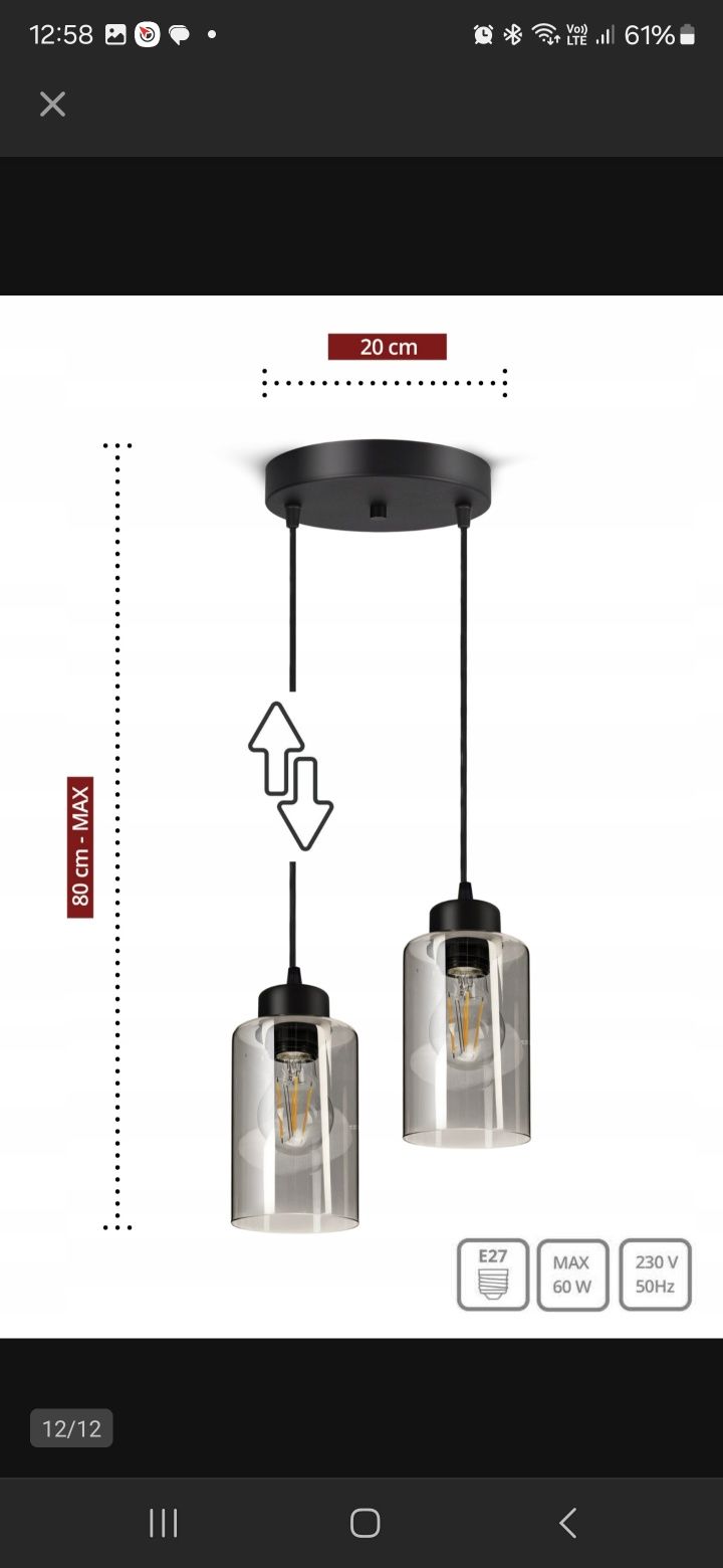 Komplet 3 szklanych lamp sufitowych