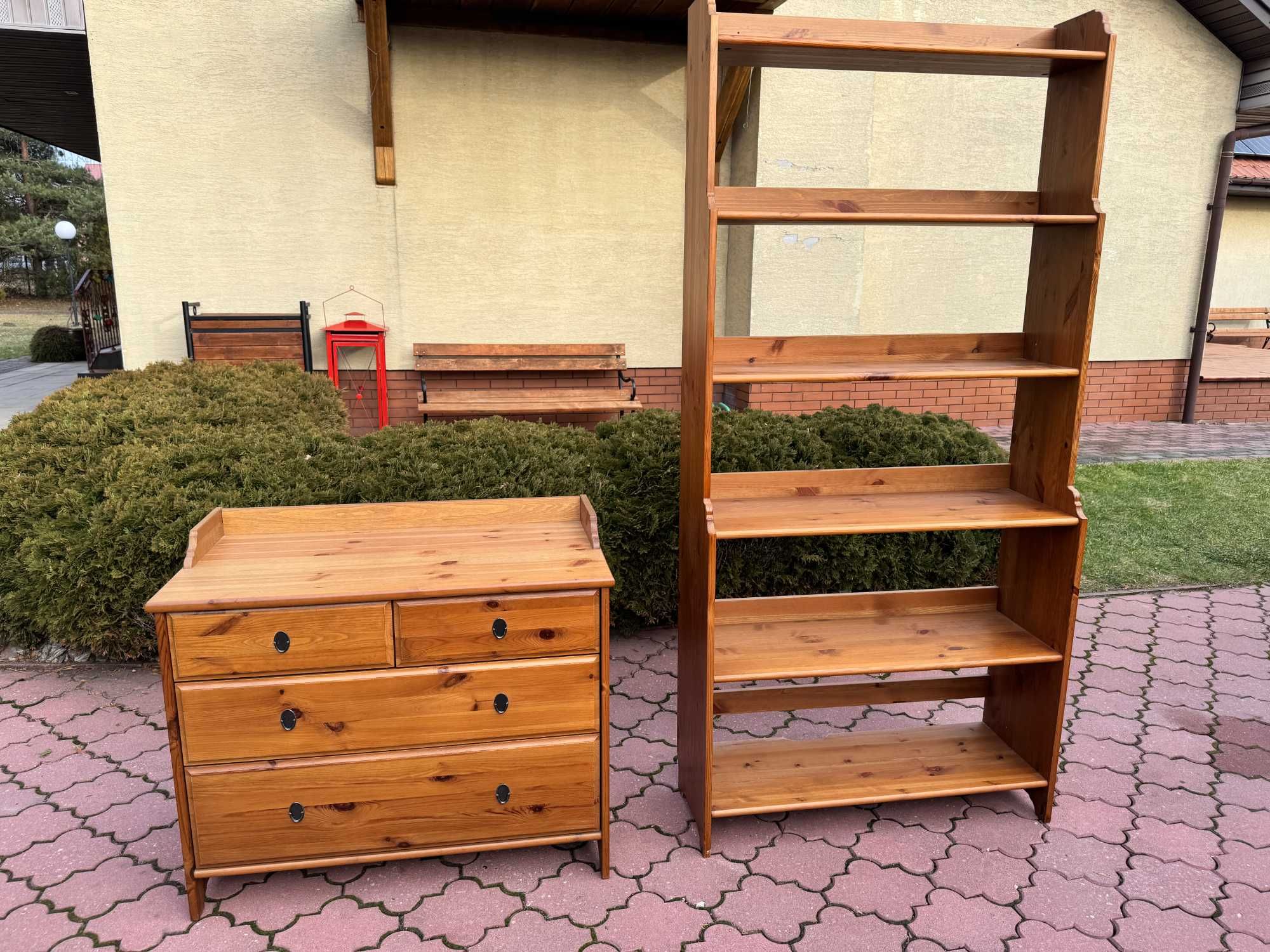 półki drewniane regał leksvik stara ikea biblioteczka witryna kredens