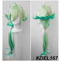 Długa Sucrose Genshin Impact zielona peruka cosplay wig zielony