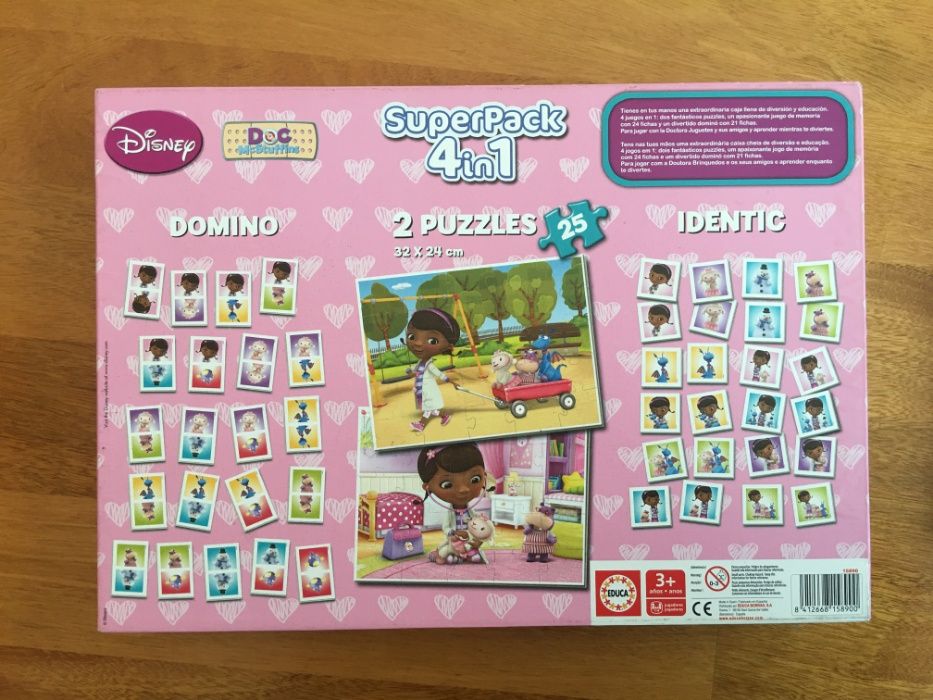 Superpack 4em1 da Doutora Brinquedos, 1dominó, 2 puzzles, 1 identica