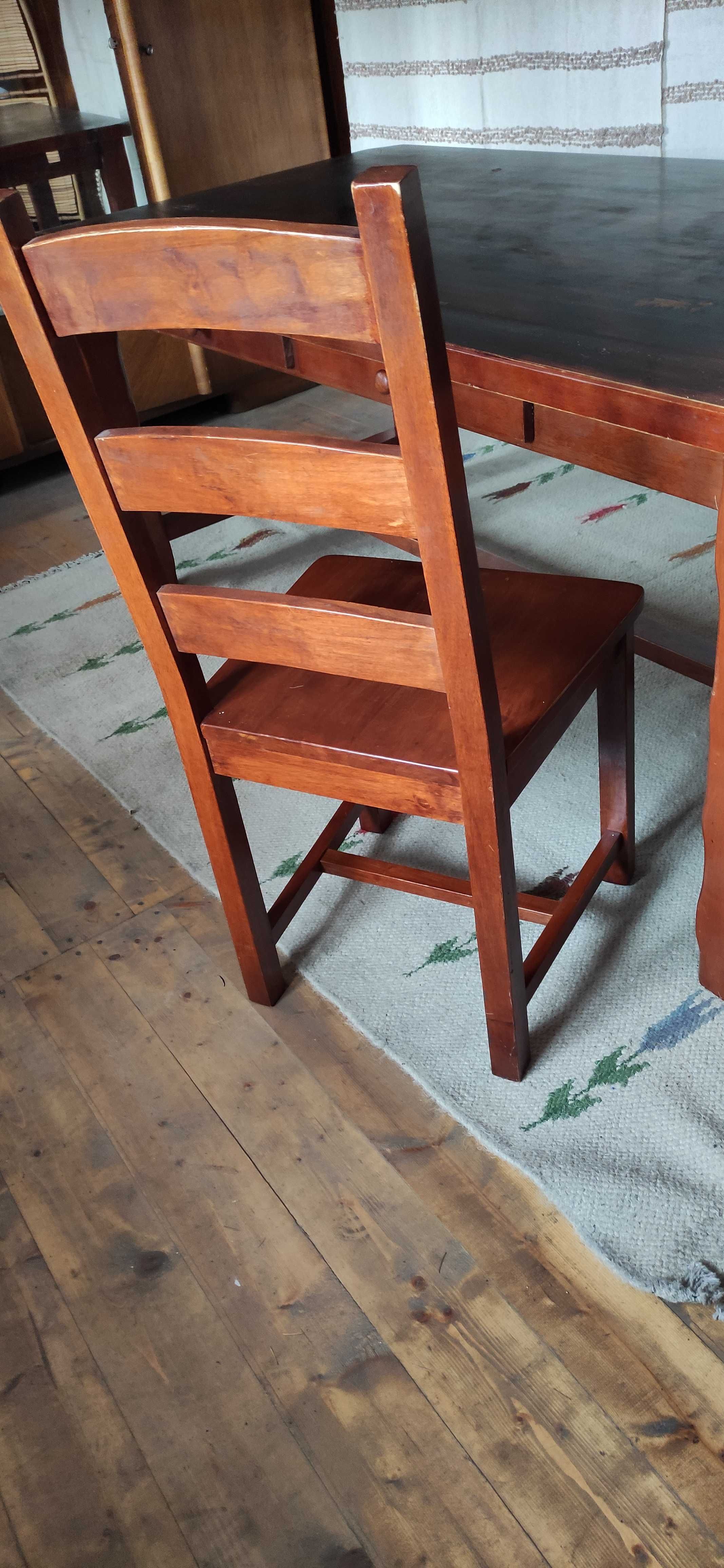 Stół drewniany rozkładany + 6 krzeseł