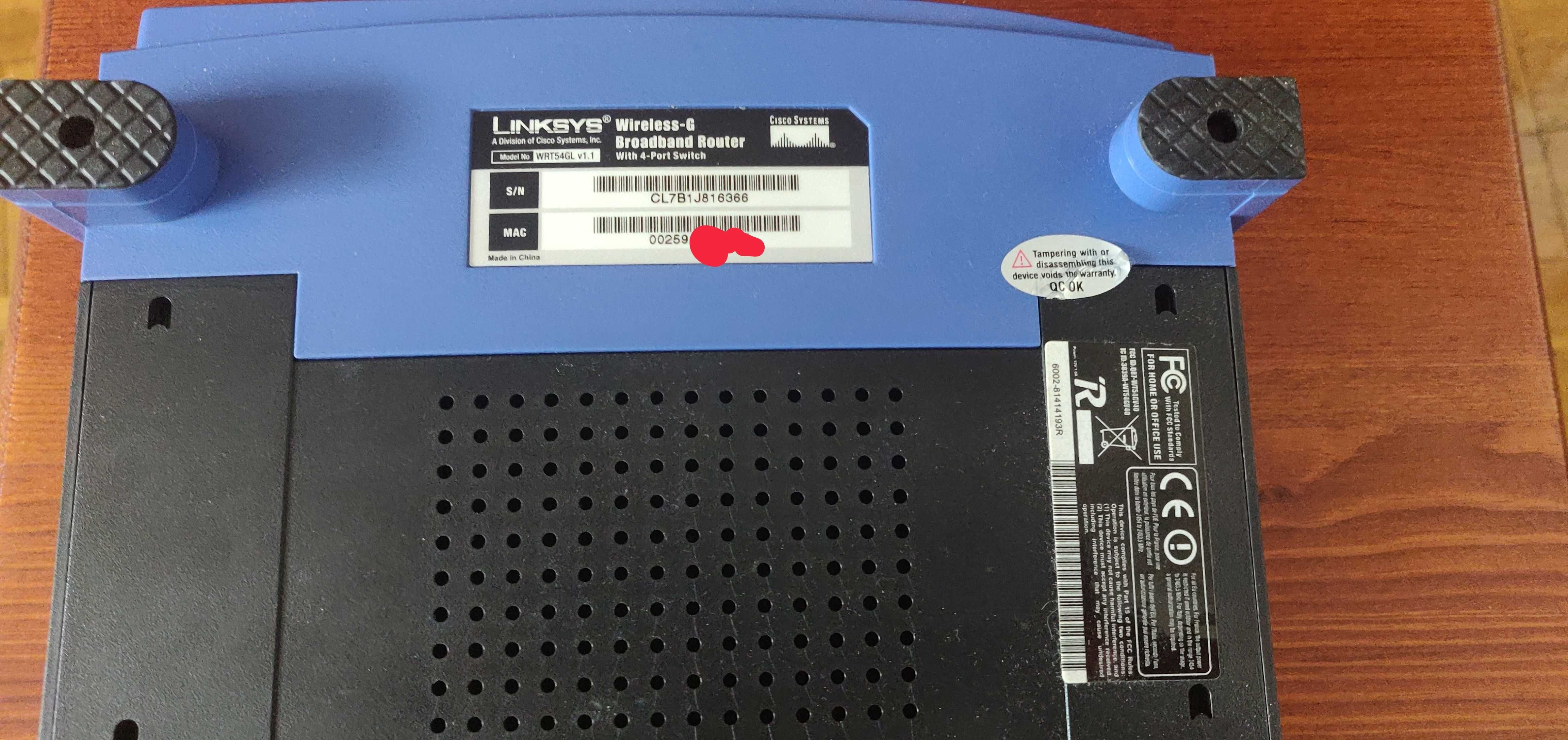 Router Linksys WRT54GL V.1.1.